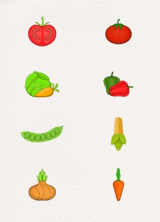 豌豆矢量彩绘8组蔬菜设计
