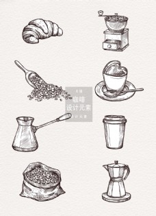 手绘咖啡设计元素
