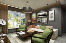 背景墙模型客厅空间现代风格效果图