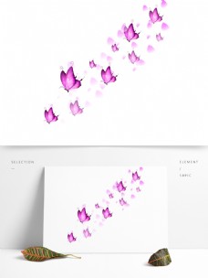 蝴蝶飞舞漂浮的蝴蝶之漫天飞舞的粉色蝴蝶玫瑰花瓣