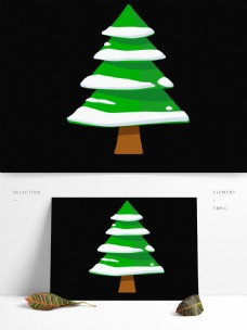 雪树松树冬日圣诞节日卡通可爱矢量元素