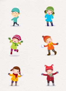 可爱儿童高兴开心可爱冬季儿童卡通设计