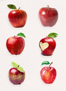 设计素材红色新鲜苹果透明水果素材设计