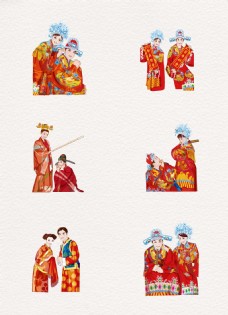 中国风设计喜庆中式婚礼新郎新娘设计素材