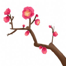 中国现代现代中国风手绘红色梅花