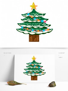 手绘扁平圣诞树原创元素