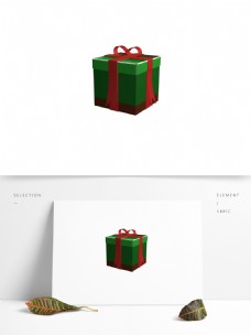 圣诞礼盒正方形礼盒C4D礼盒绿色礼盒