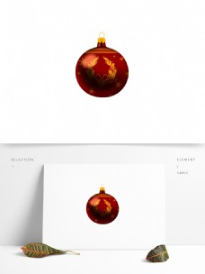 手绘圣诞装饰球红色蕾丝花环雪花创意可商用