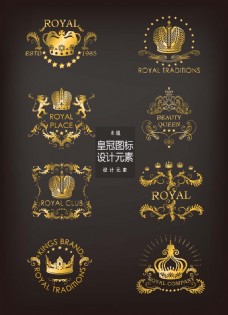 金色皇冠图标标志设计元素