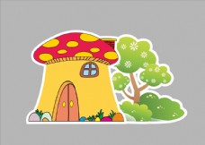春季背景蘑菇房子