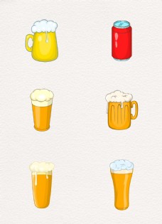 卡通手绘啤酒可乐素材设计