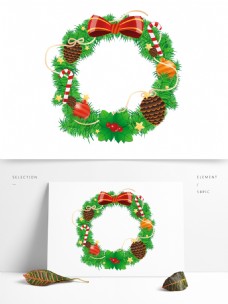 圣诞物品原创手绘圣诞礼物圣诞花环松球松果装饰品