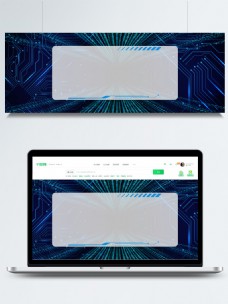 蓝色科技蓝光边框酷炫banner背景素材