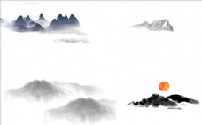 中国风山水墨画图片png背景