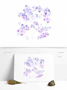 蝴蝶纹饰漂浮蝴蝶蓝紫色装饰图案素材底纹通用背景