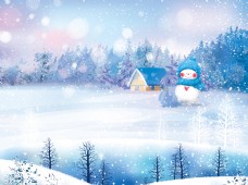 传统节气浪漫冬天小雪海报背景