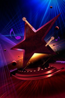 蓝色立体舞台背景