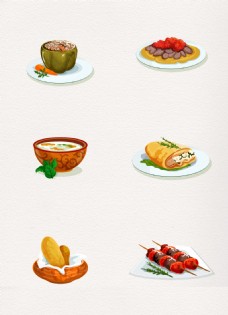 手绘6组美食设计