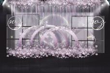 紫色梦幻婚礼合影区效果图