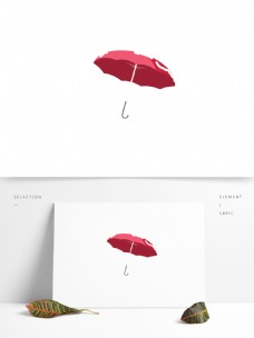 雪花覆盖的红色小伞设计
