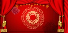 中国风设计中国风红色婚礼背景展板设计