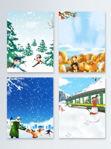 冬天雪景雪松冬天冬季促销广告背景