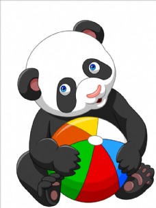 可爱熊猫玩皮球