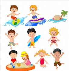 儿童运动会海边玩耍