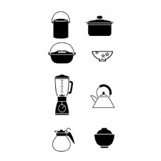 厨房用品矢量厨房日常生活用品小图标