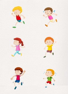 彩色跑步的儿童手绘人物合集
