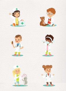 可爱小女孩卡通儿童医生人物设计合集