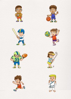 儿童运动彩色体育运动人物卡通儿童设计