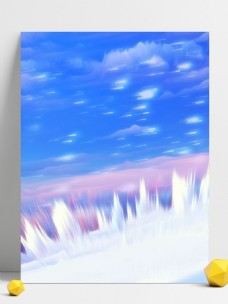 梦幻蓝天原创梦幻星空3d蓝色天空白色雪地背景