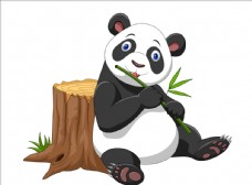 家具广告可爱熊猫吃竹子