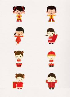 中国风设计q萌穿花衣服传统春节儿童人物设计
