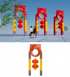 春节气氛布置节日氛围艺术拱门异形拱门