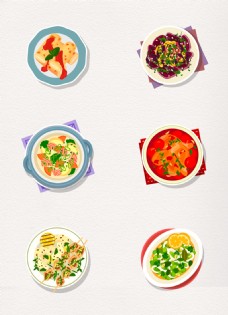 彩绘6组美味中餐厅美食设计