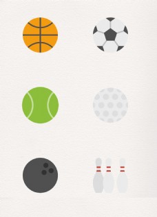 简洁扁平化球类运动图标设计