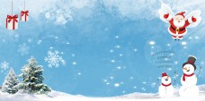 圣诞节蓝色雪人背景素材