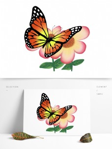 昆虫蝴蝶中国风手绘蝴蝶插画分层昆虫可商用元素