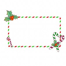 圣诞节手绘边框素材拐杖糖