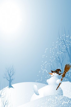 冬天雪景冬天里的雪人海报背景