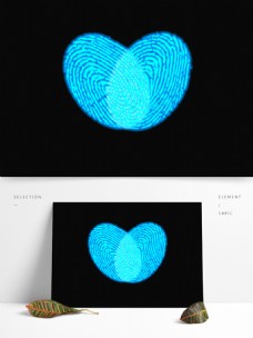 科技纹饰科技指纹装饰蓝色发光炫酷元素设计