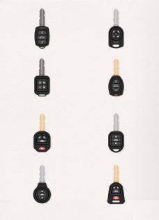 设计素材8款黑色车钥匙设计矢量素材