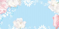 春季背景小清新花卉蓝色海报背景素材