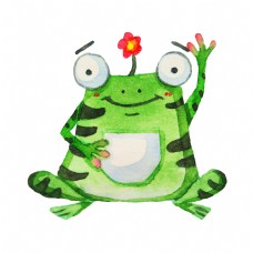 绿色的青蛙水磨插画