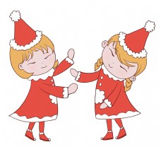 儿童圣诞卡通圣诞节跳舞的儿童