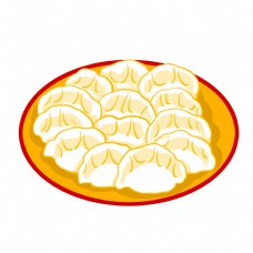 卡通黄色盘子水饺