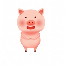 2019猪年粉色系卡通手绘立体猪