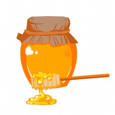手绘卡通插图蜂蜜罐